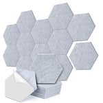 AGPTEK 12 panneaux acoustiques autocollants hexagonals 30 * 26 * 0.9cm, Mousses acoustiques auto-adhésive, Traitement acoustique anti-bruit pour bureau et studio d’intérieur (Gris)