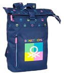 BENETTON COOL – Backpack with Flap for 15.6 Inch Laptop, Ideal for Different Ages, Comfortable and Versatile, Quality and Resistance, 28 x 13 x 42 cm, Navy Blue, navy, Estándar, Casual