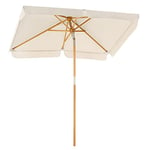 SONGMICS Parasol 2 x 1.25 m, Ombrelle rectangulaire, Protection Solaire, Anti-UV, mât et Baleines en Bois, inclinable, sans Socle, pour terrasse, Balcon, Jardin, Beige GPU26BE