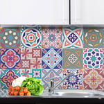 15 Stickers adhésifs carrelages | Sticker Autocollant Carreaux de ciment - Mosaïque carrelage mural salle de bain et cuisine | Carreaux de ciment adhésif mural - azulejos - 10 x 10 cm -15 pièces