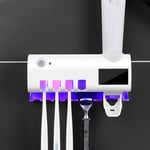 (White) Smart Toothbrush Holder UV Toothbrush Rack Punch Solar USB