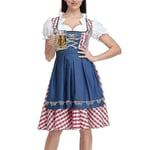 Tysk Oktoberfestdräkt för kvinnor Vuxen Dirndl Traditionell bayersk ölkarneval Fraulein Cosplay Red