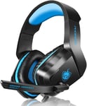 H1 Gaming Headset, PS5 Headset pour PS4 PC avec 3D Surround Sound Headset avec Microphone Casque Noise Cancelling pour Les Joueurs (Bleu)