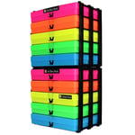 WestonBoxes A4 Box Stak, Stackable Craft Storage Box Unit Including Plastic A4 Storage Boxes with Lids (Neon Mix, Pack of 2)