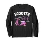 Cute Scooter Girl Art For Women Kids Scooter Life Lover Long Sleeve T-Shirt