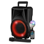 Enceinte Active - FestiSound FESTI08 - 8" 20CM - 200W - Batterie - Effet RING LED - USB SD Bluetooth TWS - Micro VHF - Ampoule