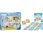 Ravensburger Bluey - 4 in Box (12, 16, 20, 24 Pieces) Jigsaw Puzzles for Kids Age 3 Years Up & Bluey Mini Memory - Matching Picture Snap Pairs Game For Kids Age 3 Years and Up