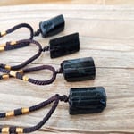 Men Energy Black Tourmaline Stone Pendant Necklace Crystal Gem Specimen