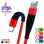 1m 2m 3m Long Micro Usb Data Sync Charger Cable Lead For Samsung Android Phones