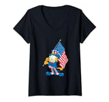 Garfield Tenir le Drapeau des États-Unis T-Shirt avec Col en V