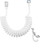 Flexible De Douche 300Cm, Tuyau Douche Avec Ressort En Abs, Douche Télescopique Avec Connecteur G1/2, Tuyau Bidet Rétractable Pour Douchette, Bidet Et Wc, Facile À Installer, Blanc