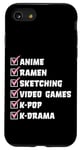 Coque pour iPhone SE (2020) / 7 / 8 Anime Ramen Sketching Jeux vidéo K-Pop K-Drama Liste de