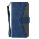 TOPOFU Case for Xiaomi Poco M3 Pro 5G/4G,Flip Splicing PU Leather Wallet Cover with Credit Card Slot,Kickstand,Magnetic Closure Features Protective Case for Xiaomi Poco M3 Pro 5G/4G-Blue