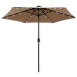 Parasol Avec Led Et Mât En Aluminium 270 Cm Taupe Helloshop26 02_0008079