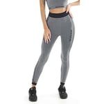 Gold's Gym GGLPNT135 Ladies Seamless High Waist Contour Training Leggings Pants, Grey Marl/Black, X-Small/Small