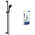 GROHE Vitalio Start 110 QuickFix & QuickGlue S - Shower Set (Round 11 cm Hand Shower 2 Sprays: Rain & Jet, Shower Hose 1.75m, Shower Rail 90cm, Water Saving, Extra Easy to Fit), Matt Black, 269542431