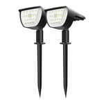 2PCS Spot Solaire Extérieur, Lampes Solaires Etanche IP67 Projecteur Solaire Réglable avec Panneau Solaire 180° Eclairage Extérieur Solaire pour