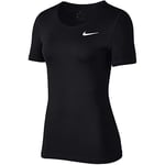 NIKE Women Pro Short Sleeve Top - Black/White, X-Large