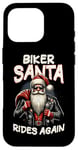 Coque pour iPhone 16 Pro Biker Santa Rides Again Funny Xmas Cool Moto Rider