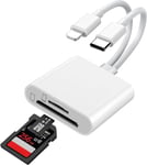 Lecteur de Carte SD pour iPhone/iPad, 2 en 1 Lightning & USB C Double Connecteur vers Lecteur de Cartes SD/TF Adaptateur pour iPhone 15/Pro Max/Pro/Plus/iPad, Galaxy S23/S22, etc