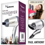 Paul Anthony H1010SV Travel Hair Dryer Compact Folding 1200W 2 Heat Settings