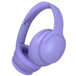 DOQAUS Bluetooth Headphones Over Ear, 90H Playtime Bluetooth 5.3 Wireless Headphones, 3 EQ Mode, HiFi Stereo Bass Headphones Wireless with Mic, Soft Earmuff,Foldable Headphone for Phone/PC(Lilac)