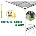 Rotary Airer 4 Arm Washing Clothes Line 50m Outdoor Garden Lawn Dryer