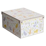 Boite de Rangement avec Couvercle, Boite en carton, Rangement Vetement, Meuble de Rangement Chambre, Bureau, Panier de Rangement, Organisateur Tiroir, 39x50x24 cm CHATS