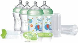 Nuby Newborn Baby Feeding Bottles x 4 Starter Set Brush Dummy Anti Colic Unisex