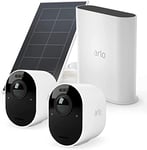 Arlo 2 Caméras de Surveillance Ultra 2 Spotlight + Panneau Solaire, WiFi, sans Fil, Vidéo 4K HDR, Vision Nocturne, Étanche IP65, Champ de Vision 180°, Batterie 6 Mois, Essai Arlo Secure Inclus