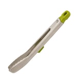 Joseph Joseph Elevate Steel 12 Inch/30 cm Slimline Stainless Steel Tongs with Precision Tips and elevated rest - Green