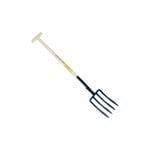 Outils Perrin - fourche a becher a soie 4Dt spatulee manche bequille tourn
