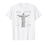 Christ The Redeemer Vintage Retro Blueprint Jesus Christ T-Shirt