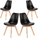 Lot de 4 chaises scandinaves NORA blanches，Chaises de salle à manger, chaises de cuisine, chaises modernes du milieu du siècle, chaises rembourrées
