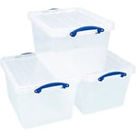 Really Useful Box Storage Box 40C-PK3CB 40 L Transparent PP (Polypropylene) 39.5 x 50 x 31.5 cm Pack of 3