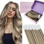 Fshine Bande Adhesive Extension 12 Pouces 30g 20pcs Extension Cheveux Naturel Adhesif Varis Cheveux Humains Lisse Extension Adhesive Cheveux Raides Brun Cendré Highlight Blond Platine Couleur 8P60