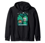 Minecraft Steve And Skeleton Watch Your Back Poster Zip Hoodie