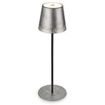 BRILONER - Lampe de table LED rechargeable 2 en 1, gradation progressive, tactile, lumière mobile, lampe de table LED d'extérieur, lampe de table LED sans fil, argent antique