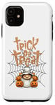 Coque pour iPhone 11 Trick or Treat Halloween Citrouilles effrayantes et toile d'araignée