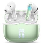 Wireless Earbuds, Bluetooth 5.3 Headphones in Ear with HiFi Stereo Deep Bass, 4 ENC Noise Cancelling Mic Wireless Earphones 40H Playtime, Bluetooth Earbuds Dual LED Display, IP7 Waterproof, Green