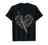 Flute Heart - Flute Player Flutist Marching Band Music T-Shirt