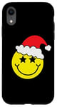 iPhone XR Yellow Smile Face Christmas Shirt Santa Hat Smiling Face Tee Case