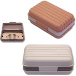 Lot de 2 Porte-Savons Portables avec Couvercle, Couleurs Blanc Crème et Saumon, Boite à Savon pour Voyage, Randonnée, Camping