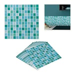 Relaxdays Sticker carrelage, set 10, aspect mosaïque, adhésif, cuisine salle bain, 23,5x 23,5 cm, panneau mural 3D, vert