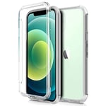 Tumundosmartphone Coque Complet Transparent PC+TPU Full Corps 360 pour IPHONE 12 Mini (5.4)