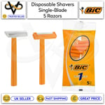 BIC 1 High Quality Shavers Normal Disposable Razors 5 x Single Blade Razor