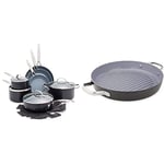 Greenpan Valencia Pro Non-Stick Cookware Set, 15 Piece, PFAS Free, Grey Venice Pro Non-Stick 28cm Round Grill Pan, PFAS Free, Grey