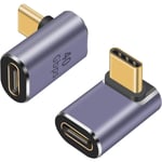 USB C 90 graders adapter för USB 4 kabeladapter, 40 Gbps USB C-adapter, 2-pack UP vinkel typ C-förlängare 8k videovisning