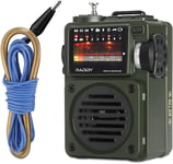 Raddy RF750 Portable à Ondes Courtes Petite Radio AM/FM/on Radio numérique rétro Rechargeable, fonctionnant sur Piles avec BT, Lecteur de Musique sur Carte TF, 6 Modes EQ, Antenne Externe