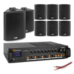 4-Zone Wall Speaker System 8 x 5" BC50V Black Speakers with Bluetooth Amplifier